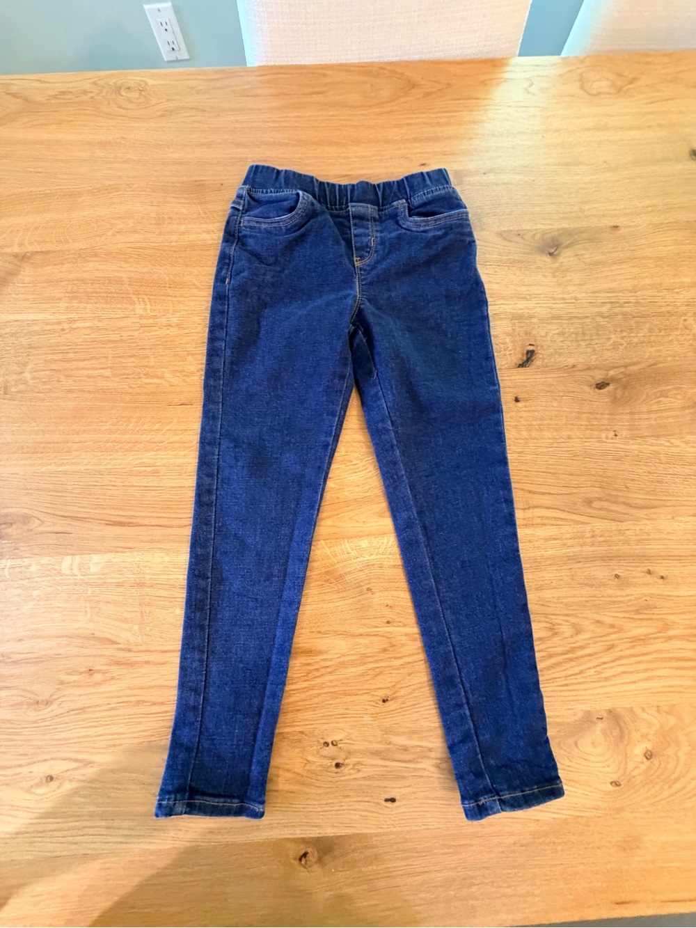 Hanna Andersson Girls Navy Blue Stretch Denim Jeggings 6/7 like new